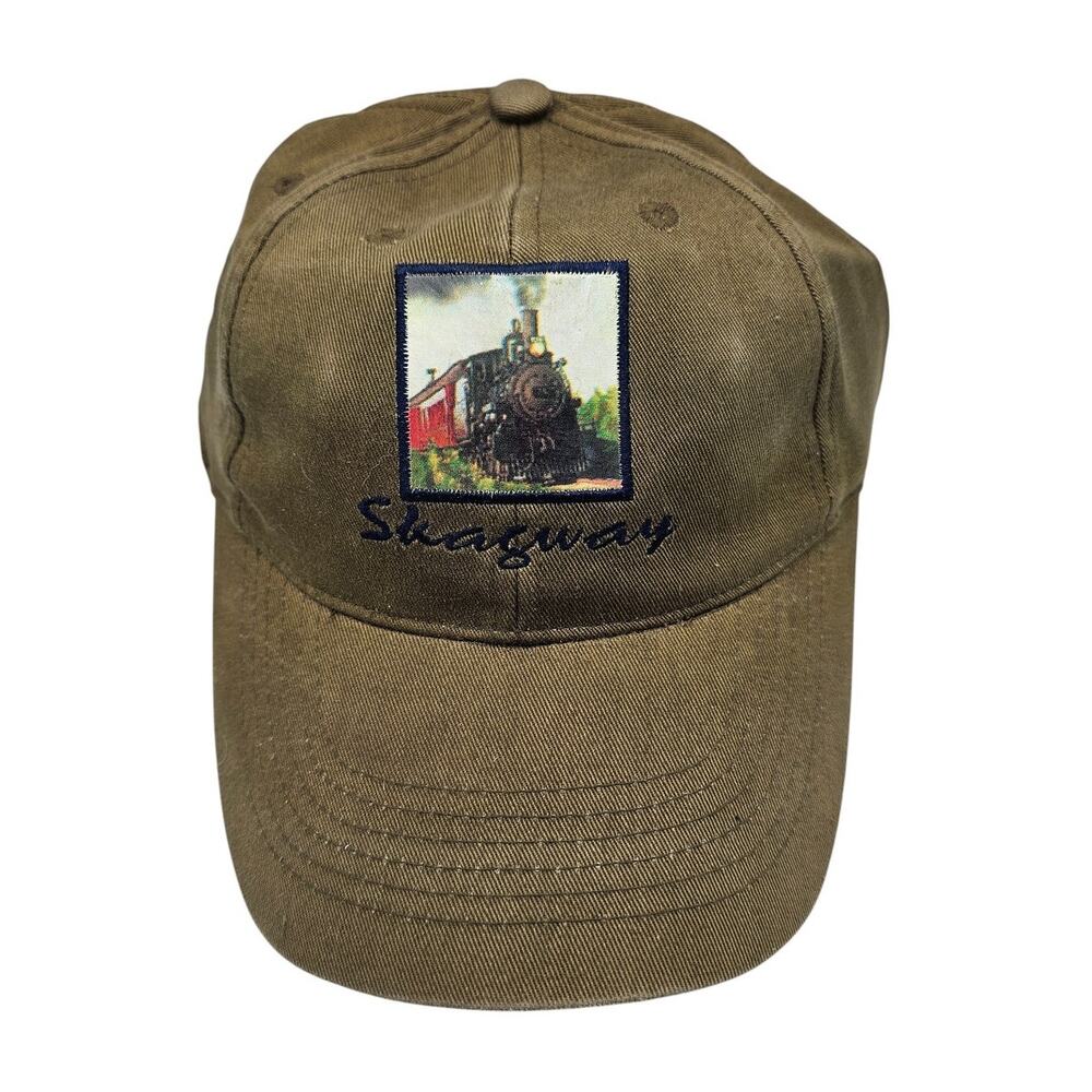 Skagway Alaska Mens Strapback Embroidered Dad Baseball Hat Beige